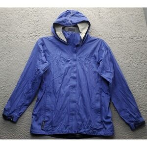 Marmot Rain Windbreaker Jacket Womens Small Blue Hooded Zipped Pocket Inside Zip